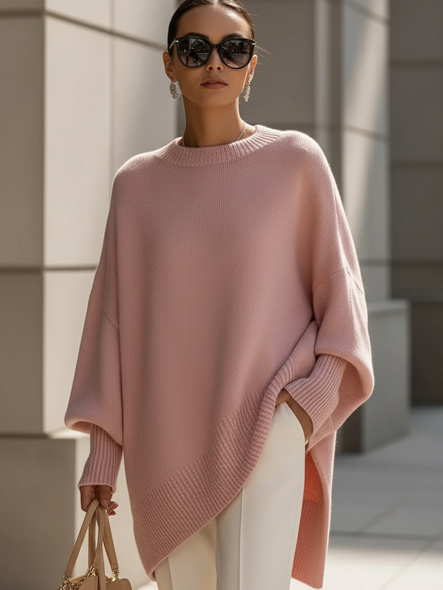 Siri | Oversized Striktrøje med Asymmetrisk Kant