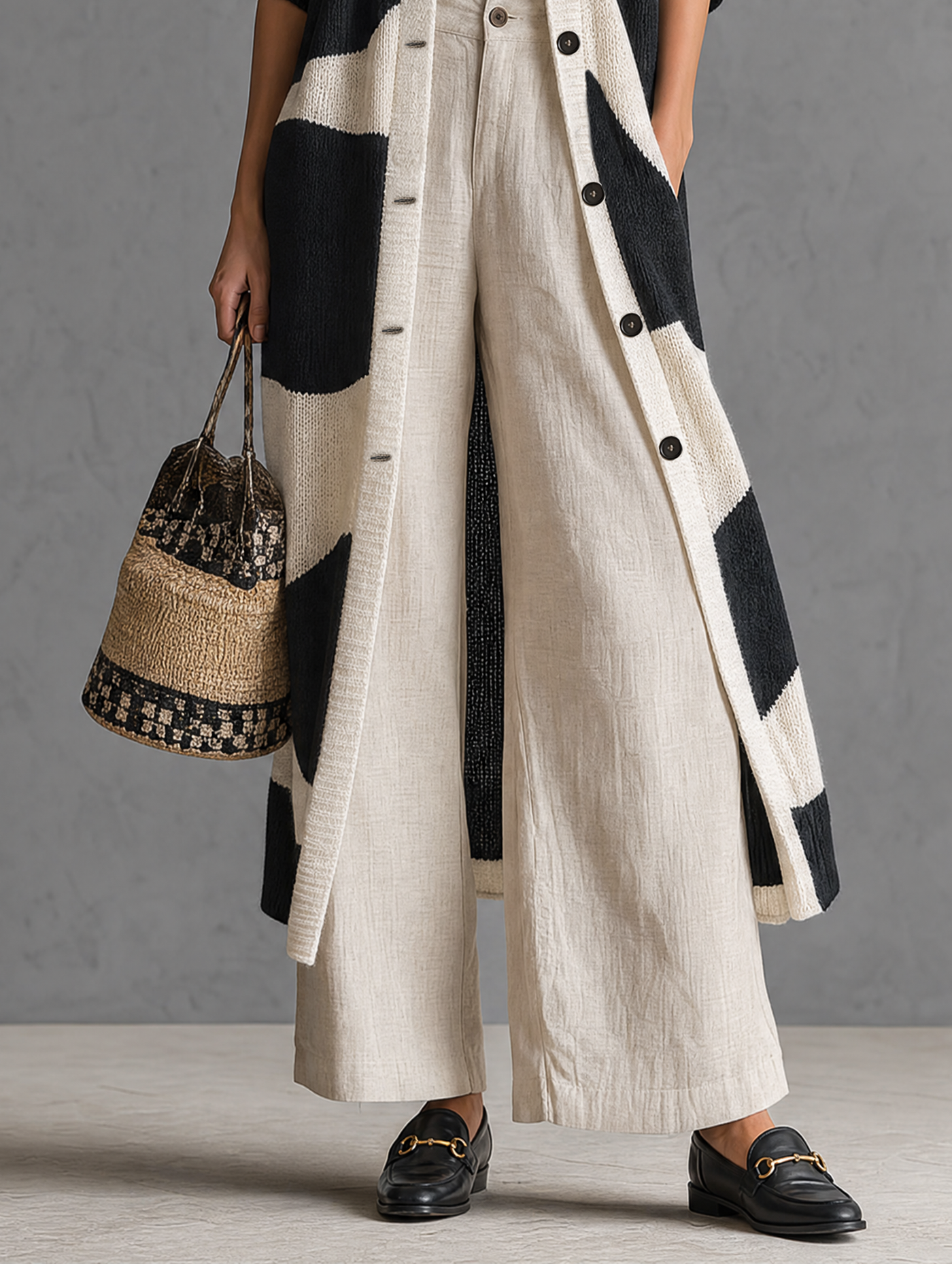 Women's Longline Linen Knit Cardigan Outerwear