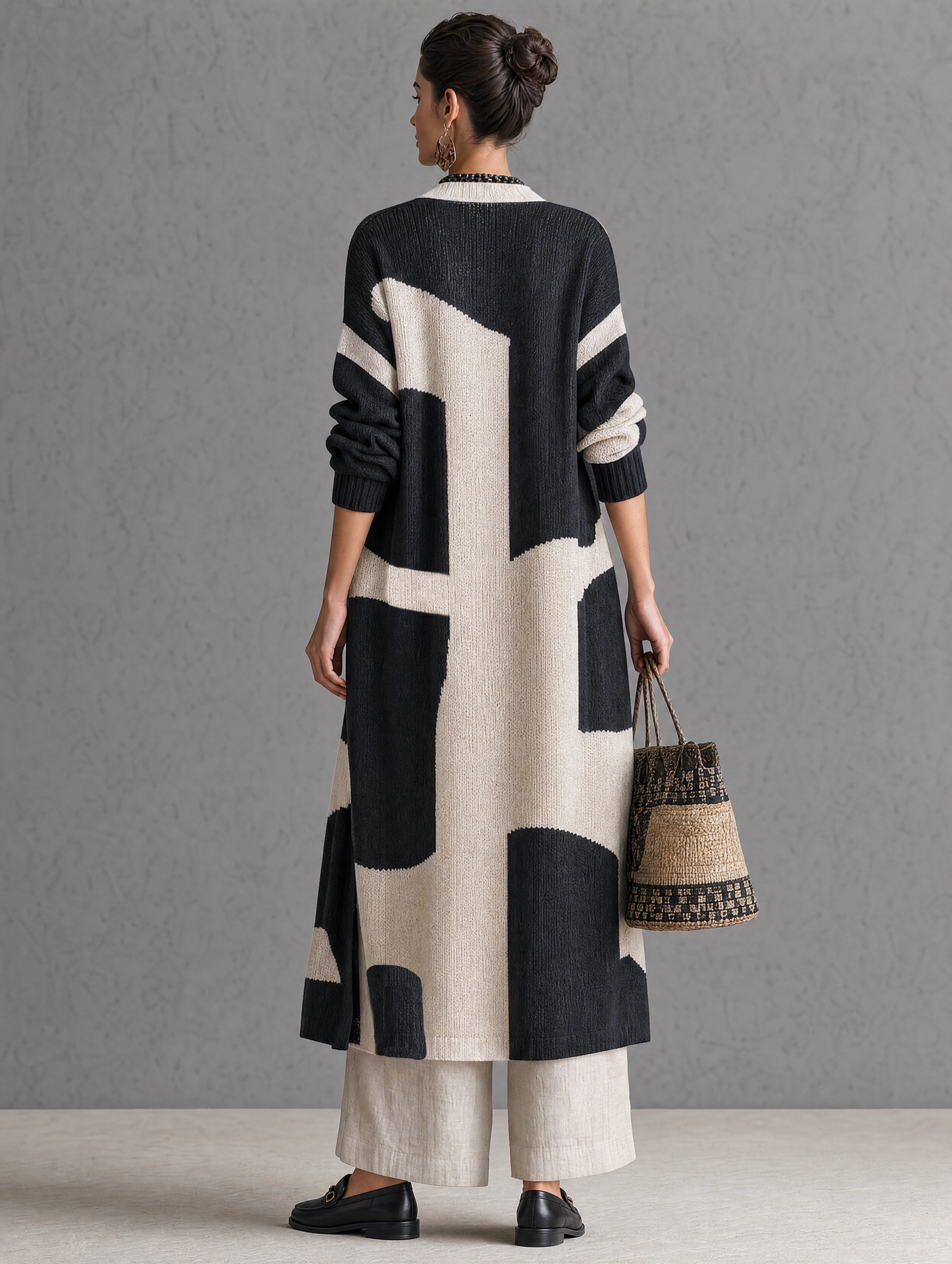Women's Longline Linen Knit Cardigan Outerwear