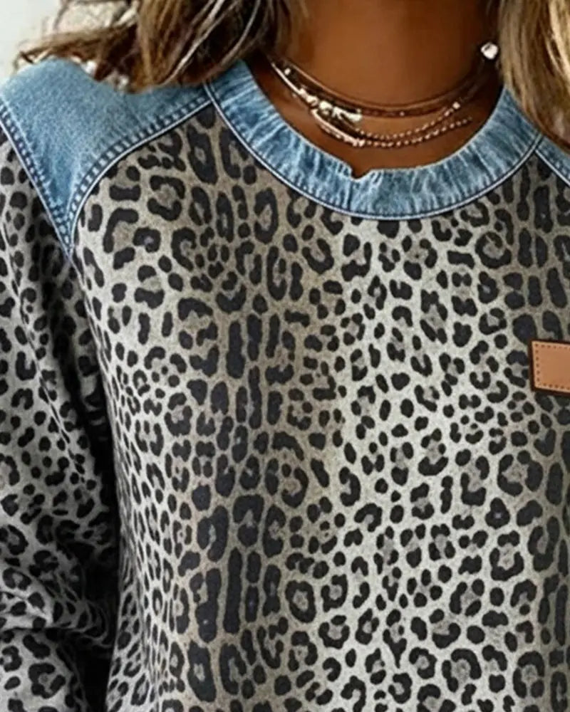 Strikket sweatshirt til kvinder, rund hals, langærmet, afslappet pullover