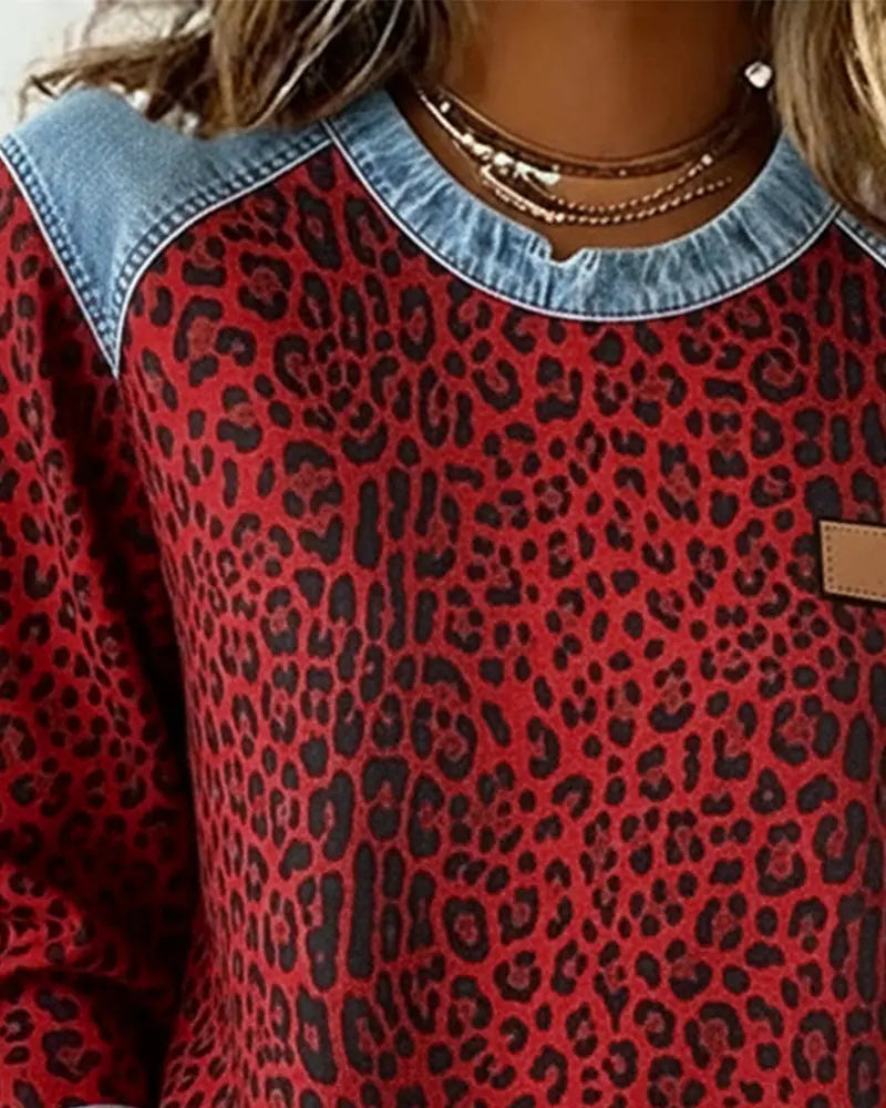 Strikket sweatshirt til kvinder, rund hals, langærmet, afslappet pullover