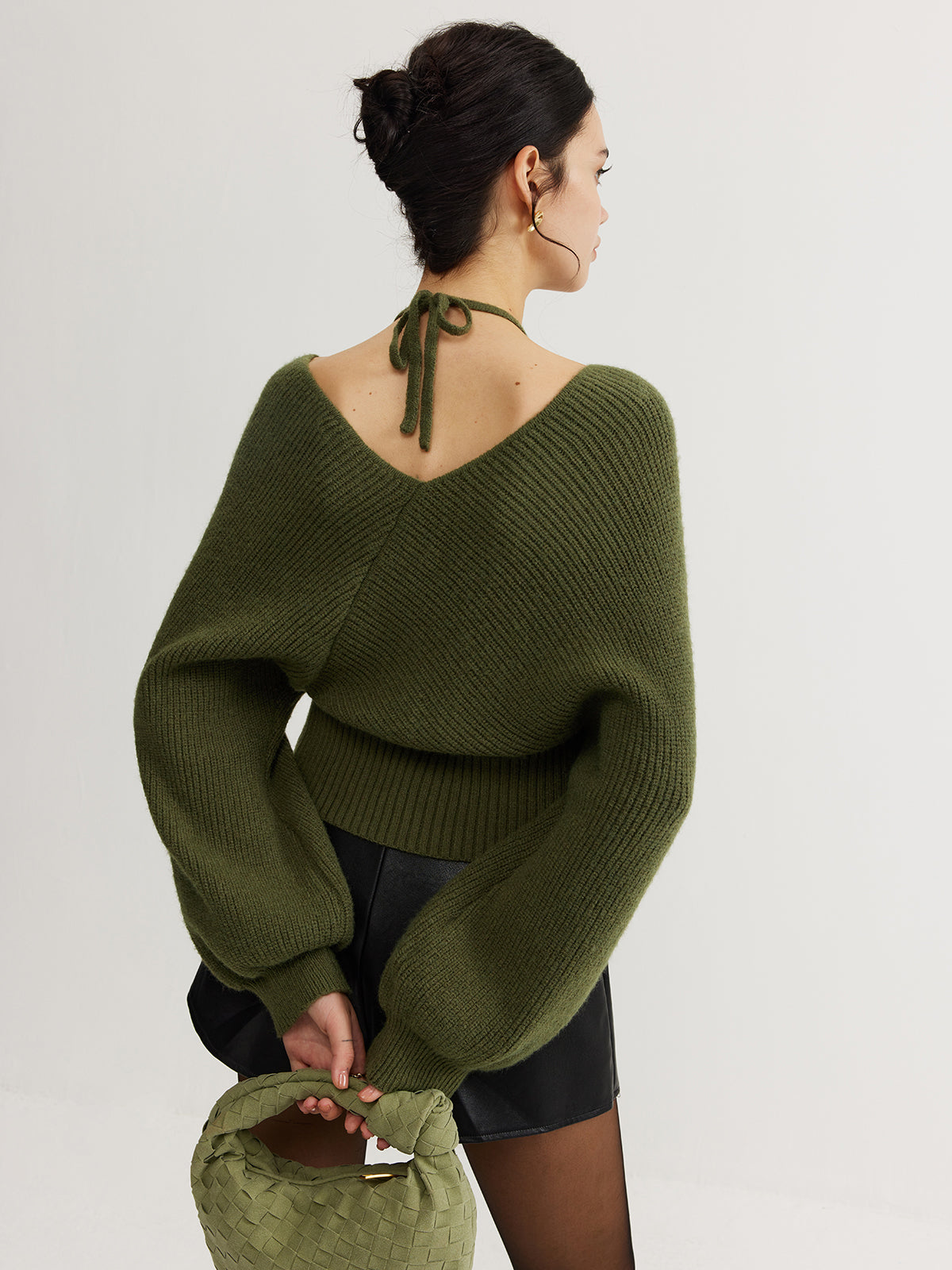 Women's Knit Wrap Sweater Jumper Long Sleeve Pullover Top