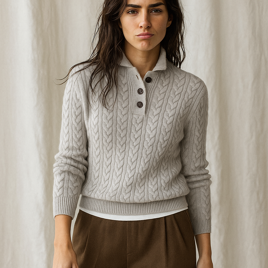 Women's Knitted Jumper Button-Up Pullover Top