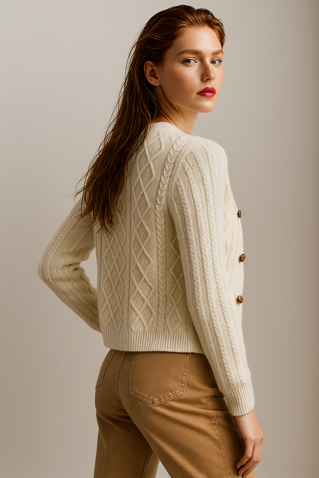 Women's Cable Knit Cardigan Sweater Jacket