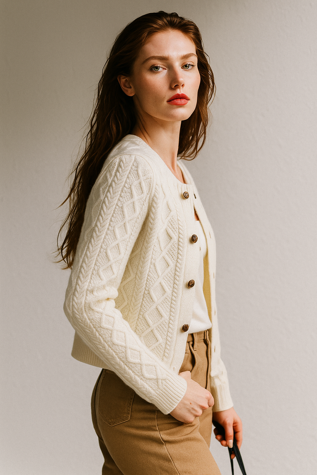 Women's Cable Knit Cardigan Sweater Jacket