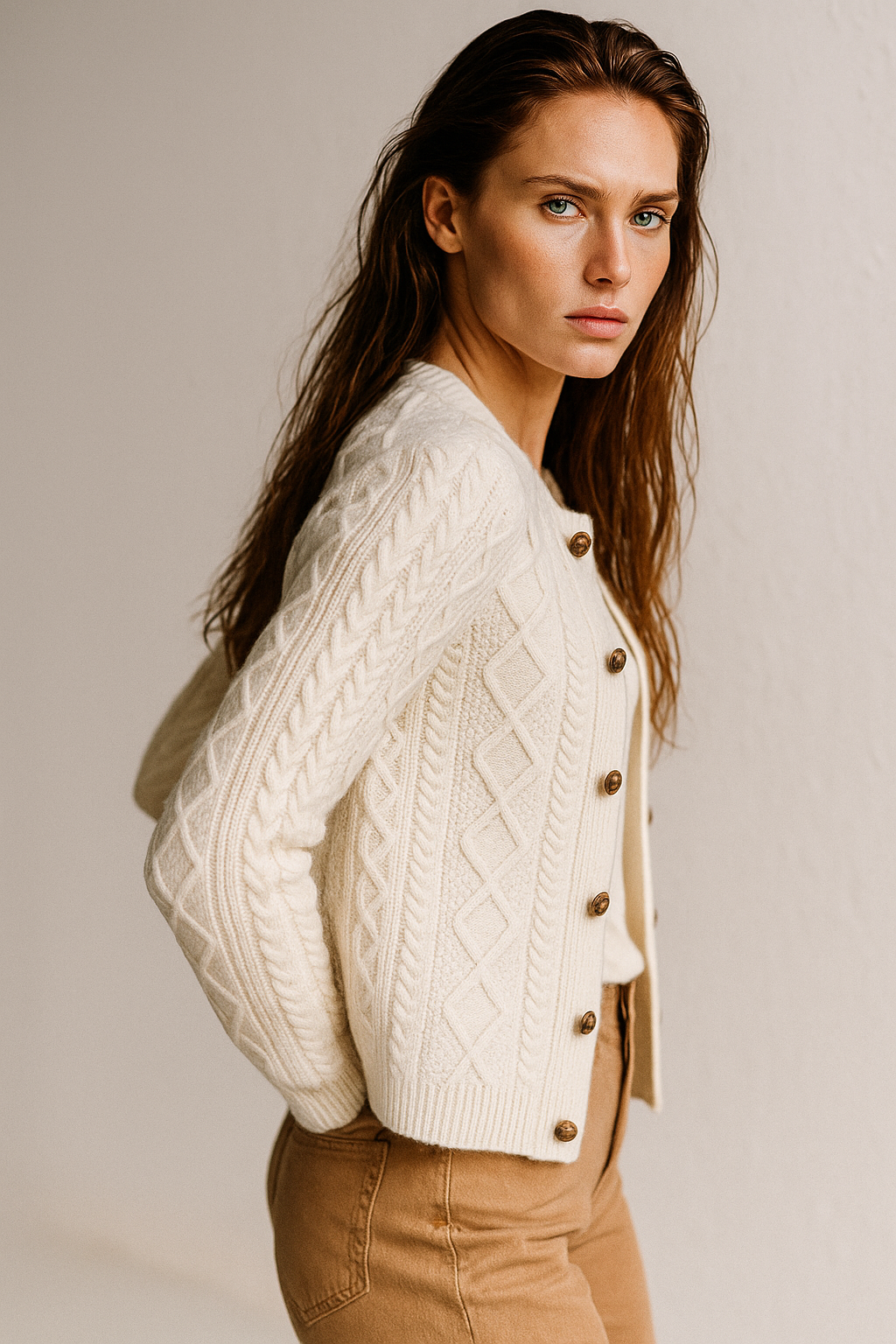 Women's Cable Knit Cardigan Sweater Jacket