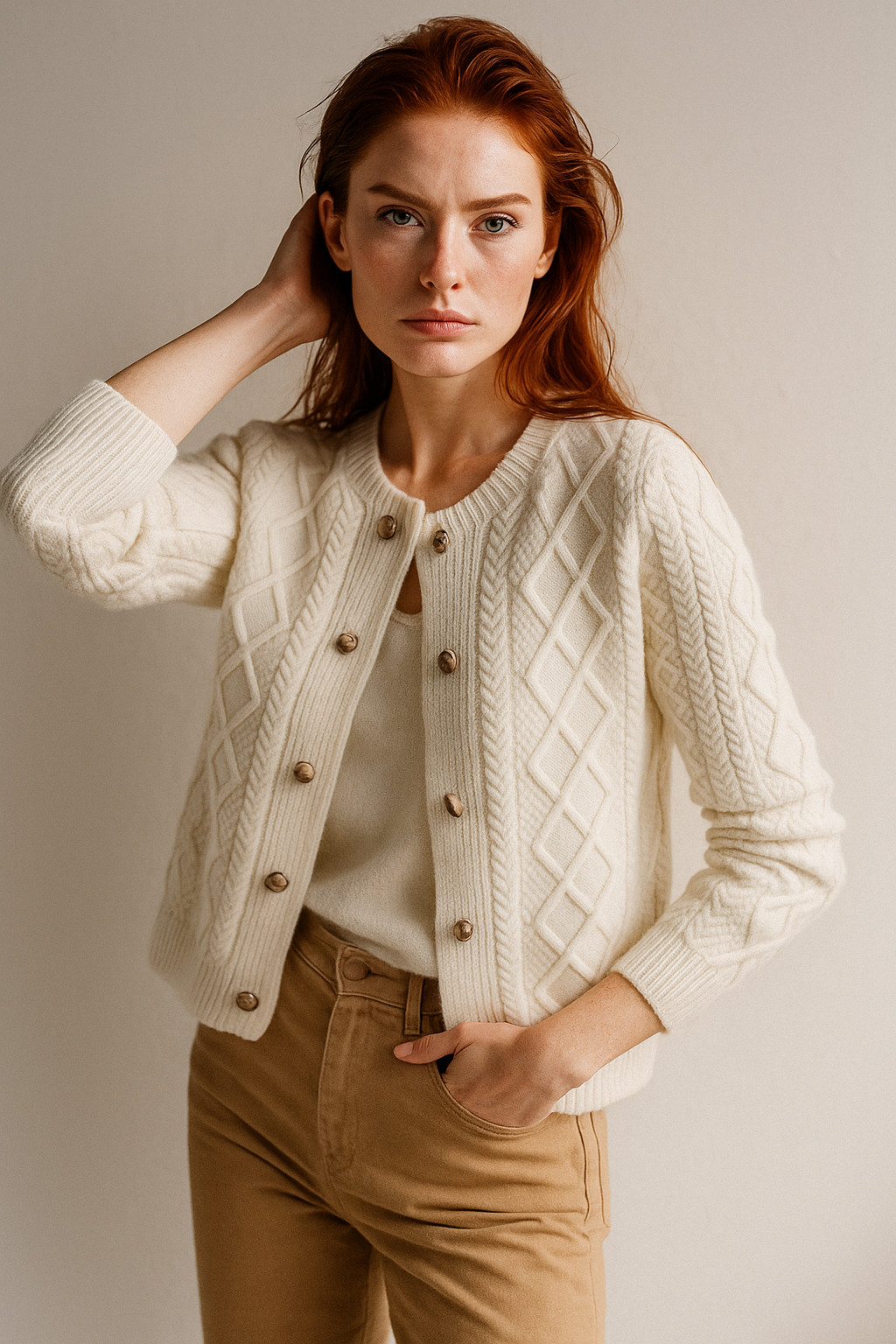 Women's Cable Knit Cardigan Sweater Jacket