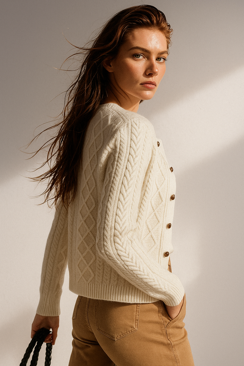 Women's Cable Knit Cardigan Sweater Jacket