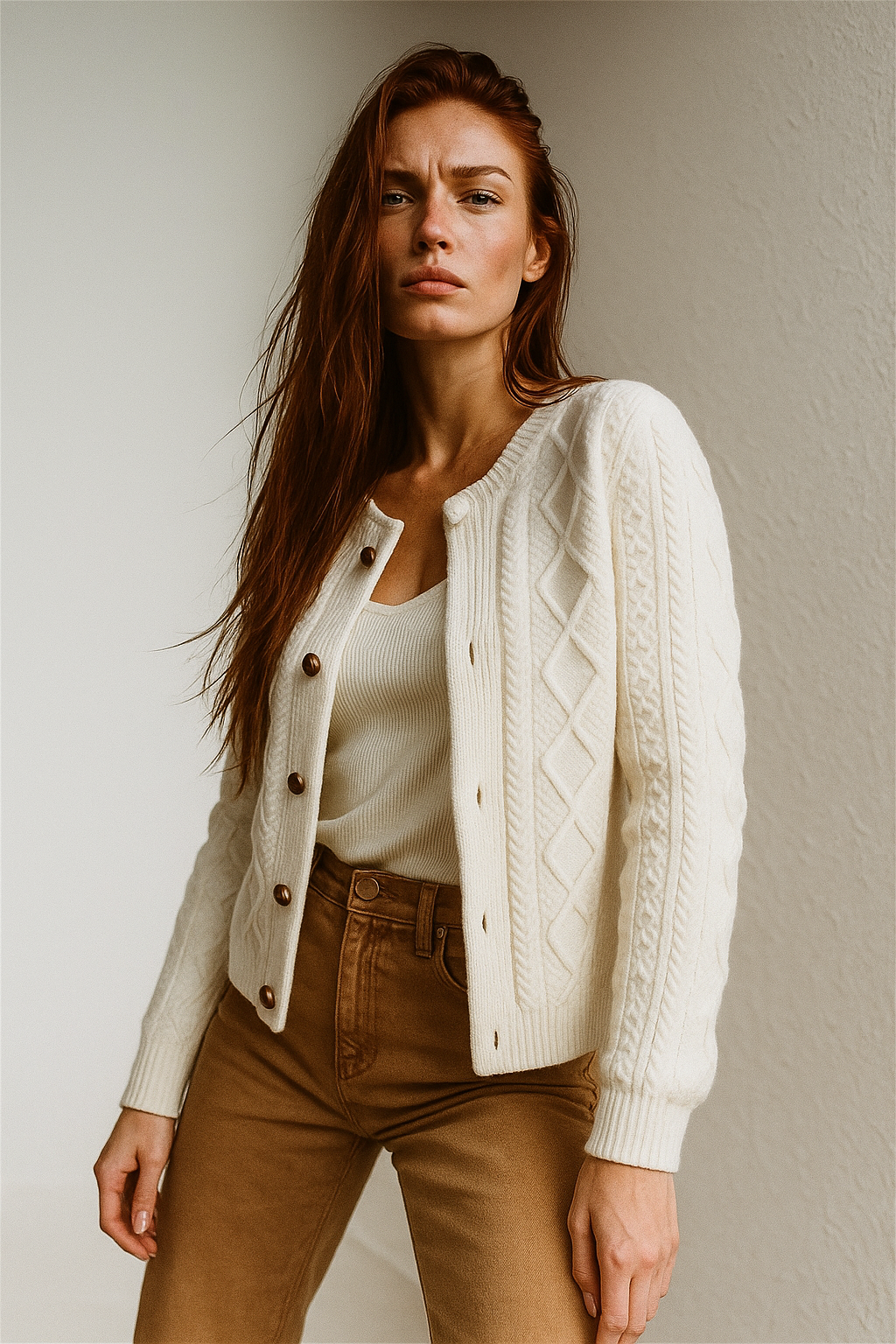 Women's Cable Knit Cardigan Sweater Jacket