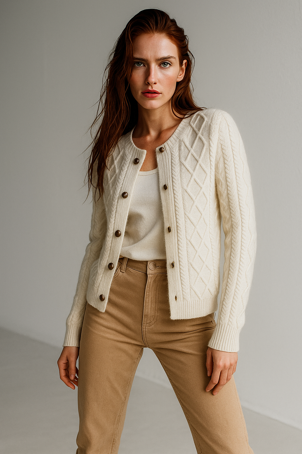 Women's Cable Knit Cardigan Sweater Jacket