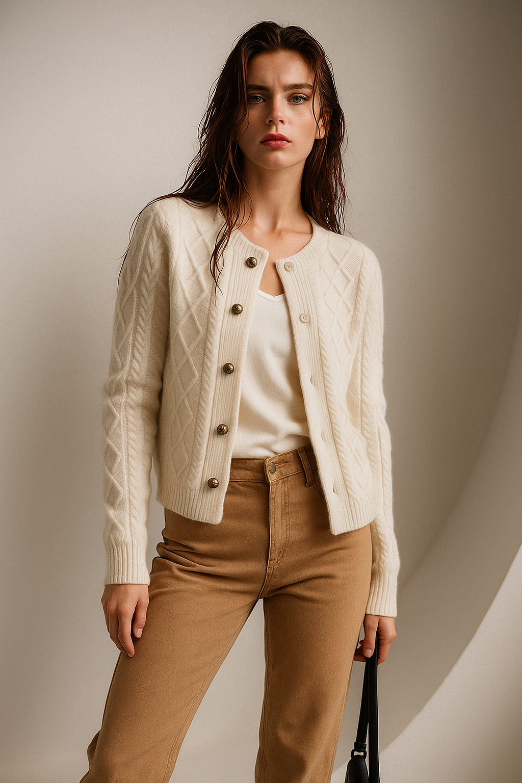 Women's Cable Knit Cardigan Sweater Jacket