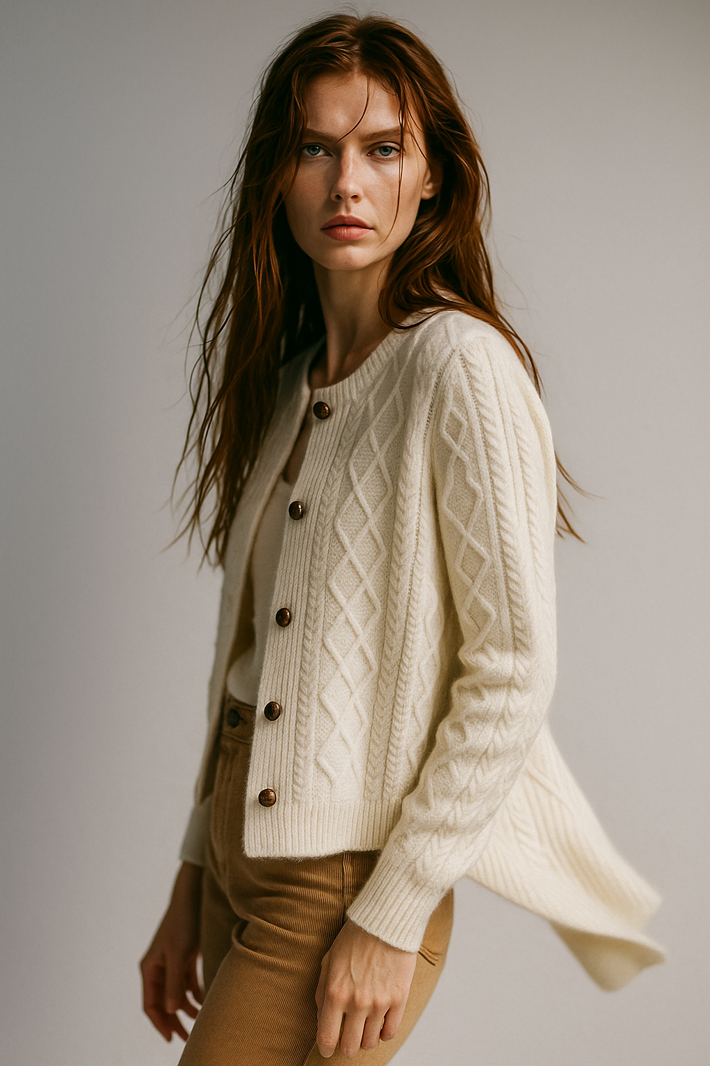 Women's Cable Knit Cardigan Sweater Jacket