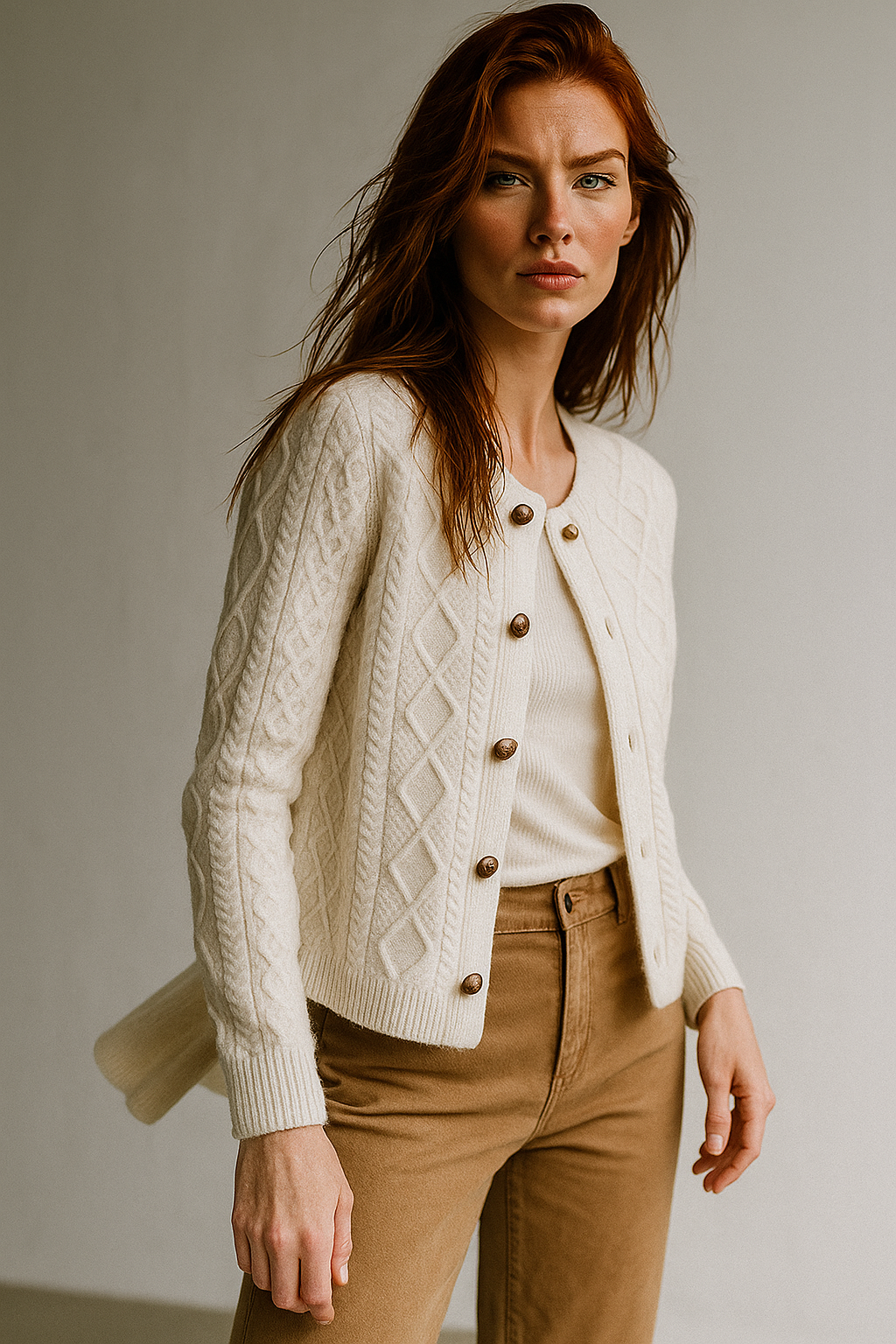 Women's Cable Knit Cardigan Sweater Jacket