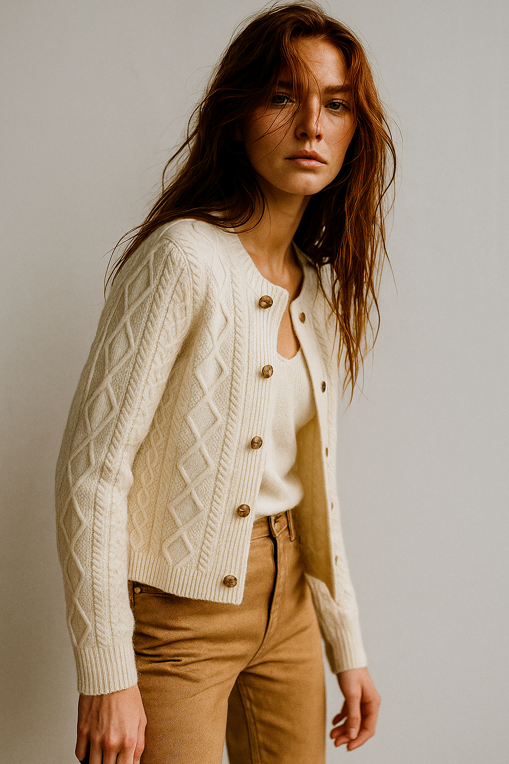 Women's Cable Knit Cardigan Sweater Jacket