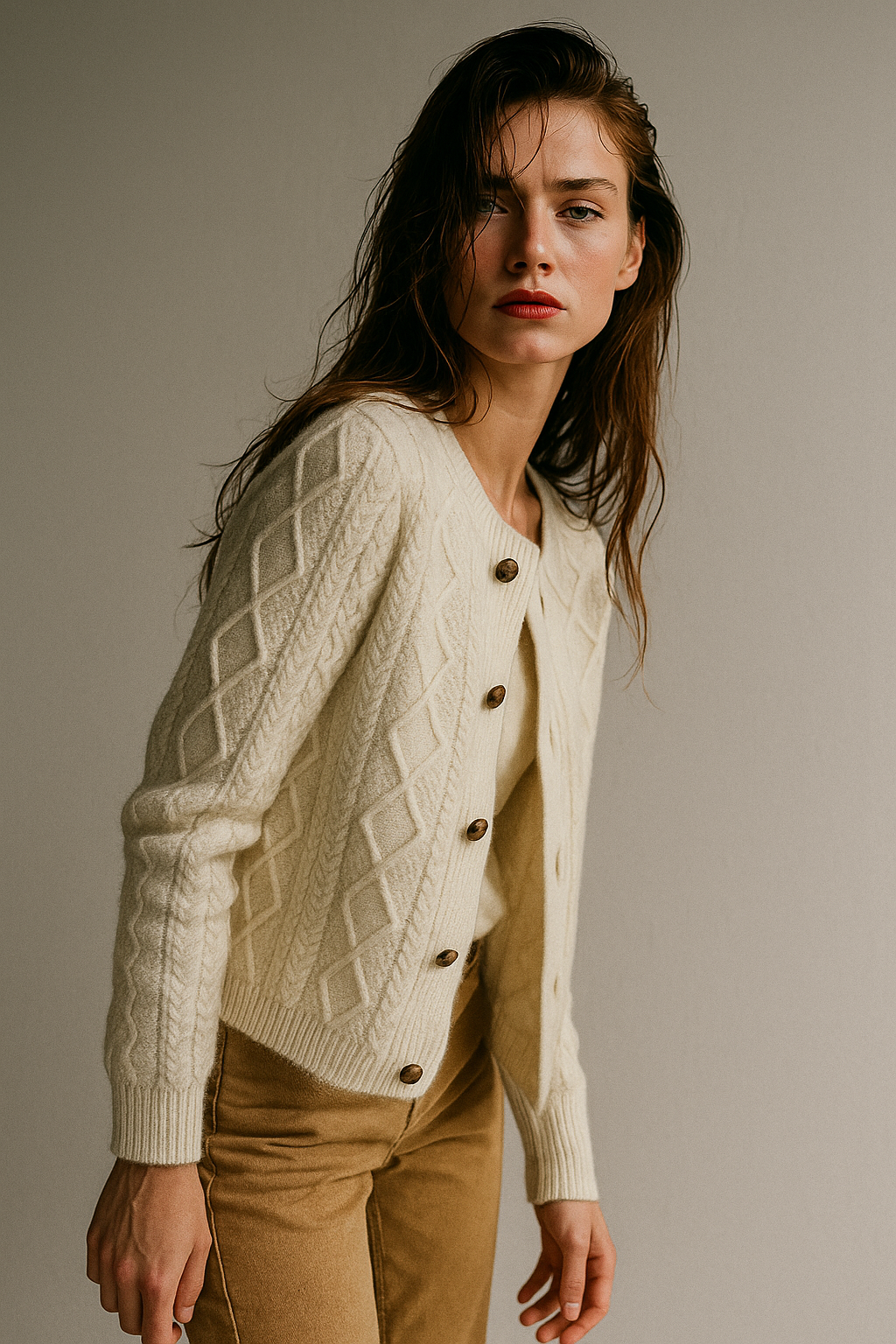 Women's Cable Knit Cardigan Sweater Jacket