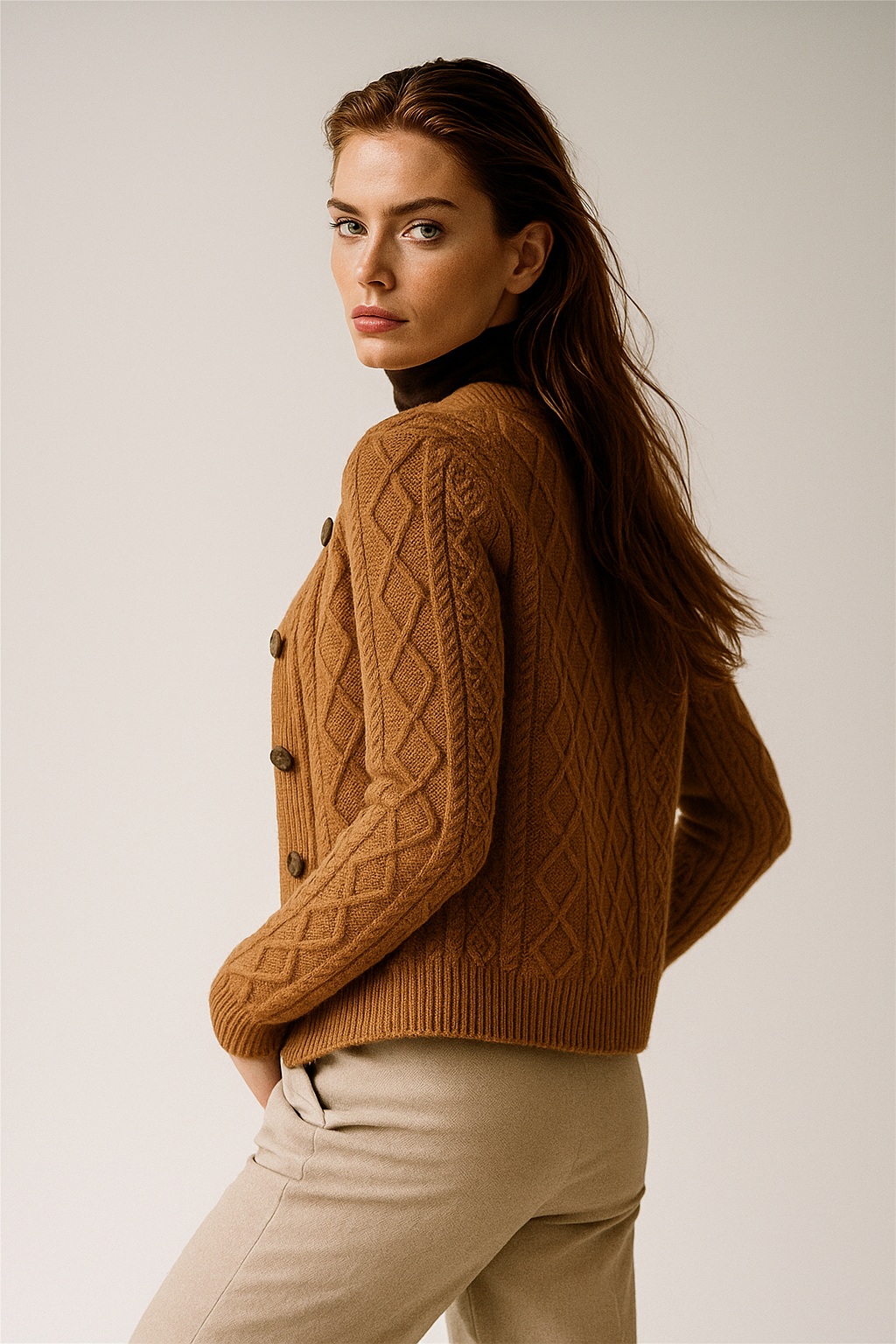 Women's Cable Knit Cardigan Sweater Jacket