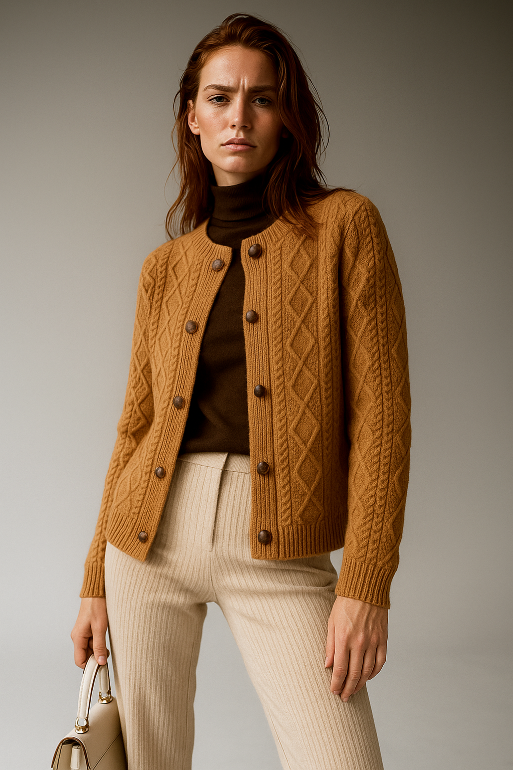 Women's Cable Knit Cardigan Sweater Jacket