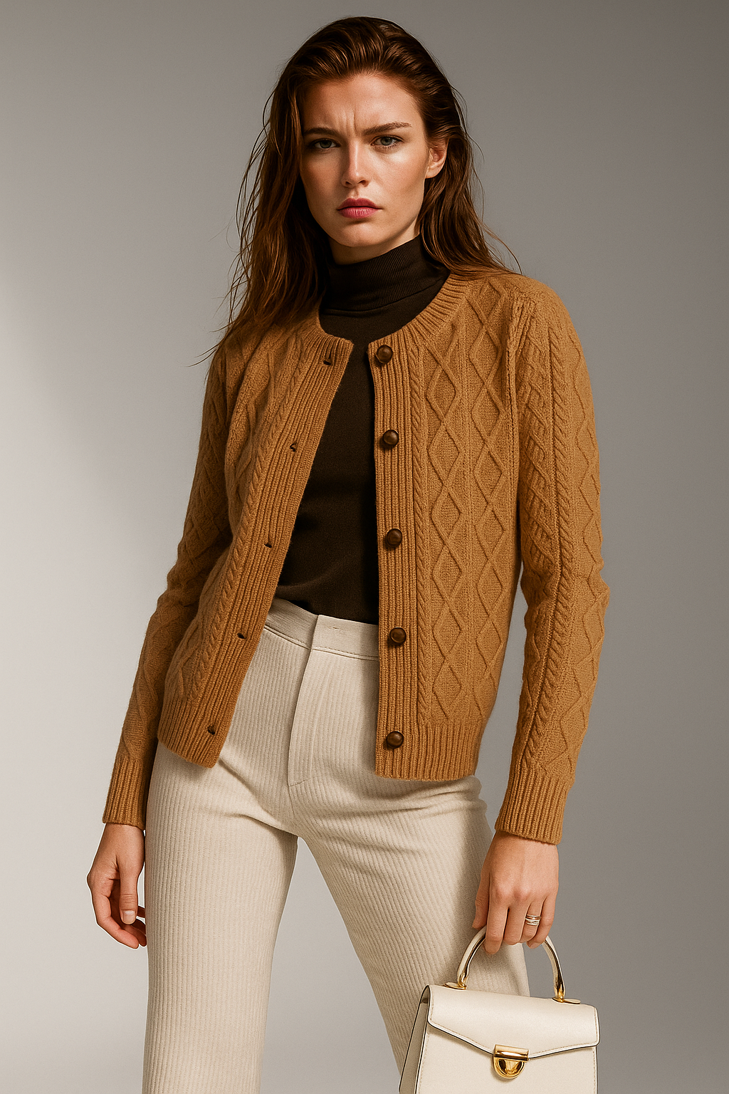 Women's Cable Knit Cardigan Sweater Jacket