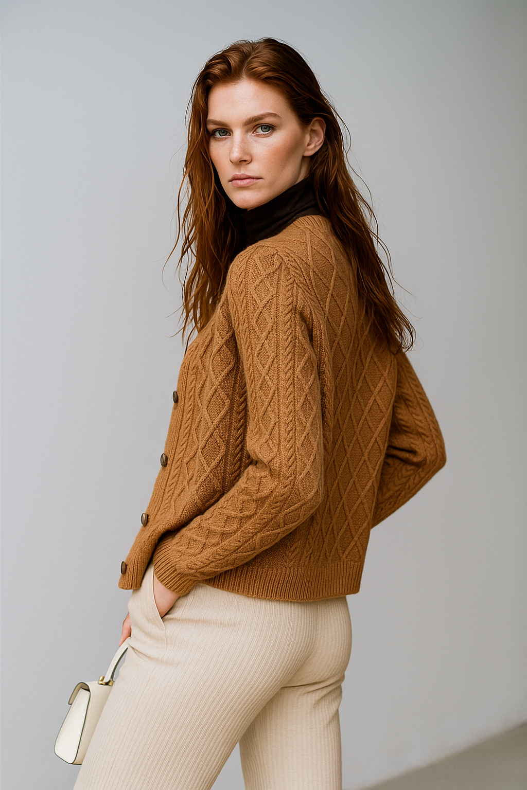 Women's Cable Knit Cardigan Sweater Jacket