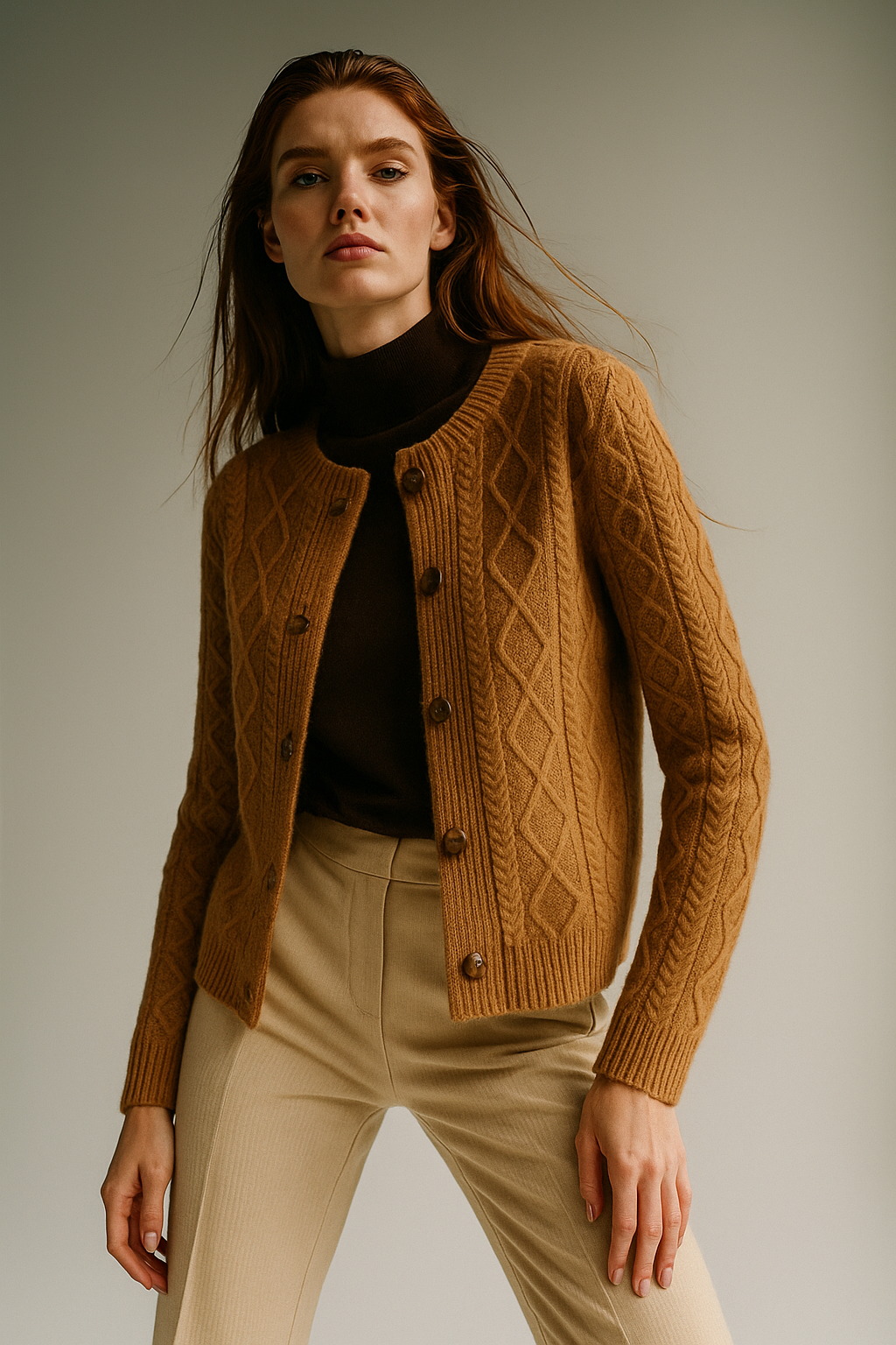 Women's Cable Knit Cardigan Sweater Jacket