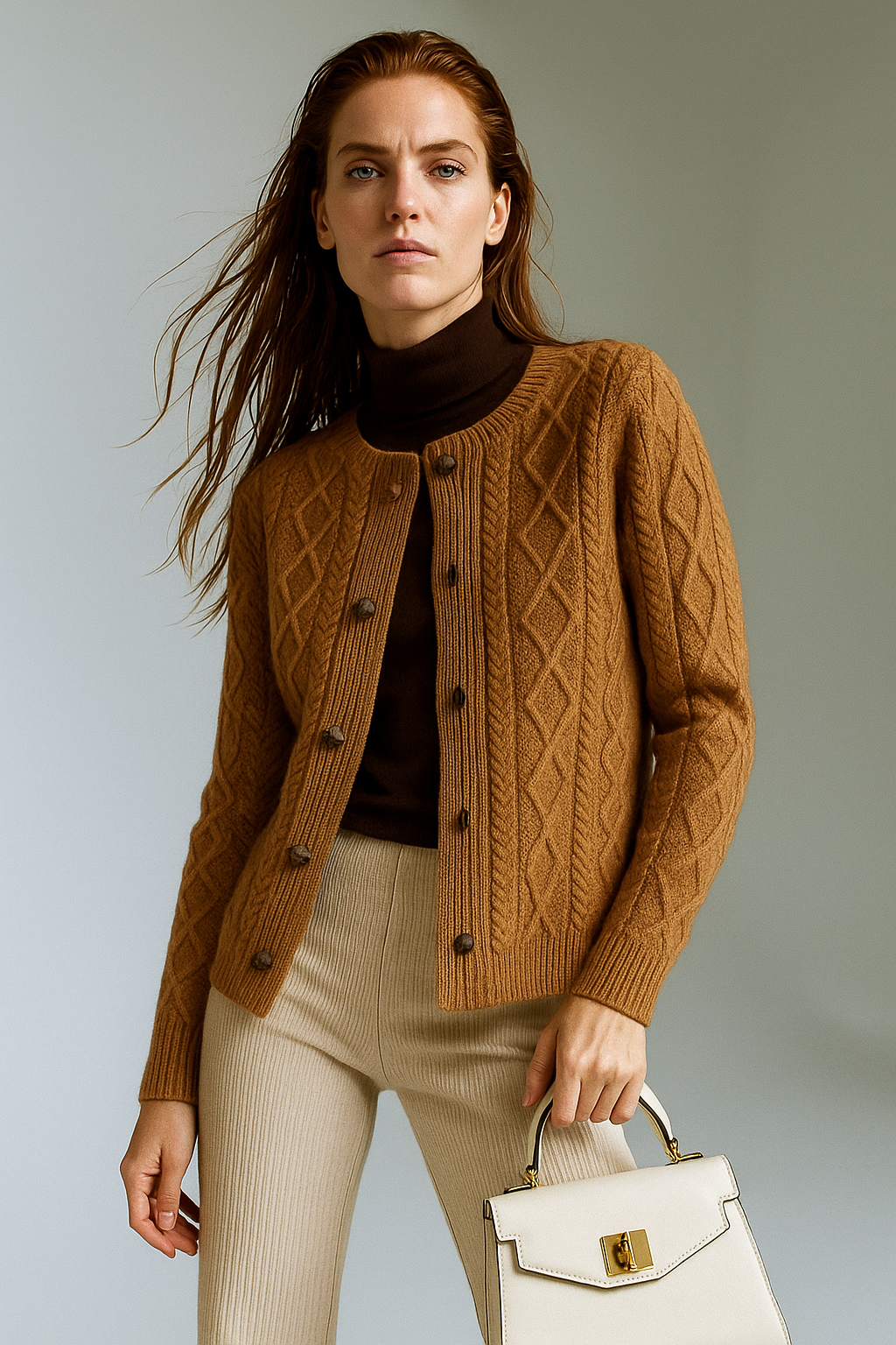 Women's Cable Knit Cardigan Sweater Jacket