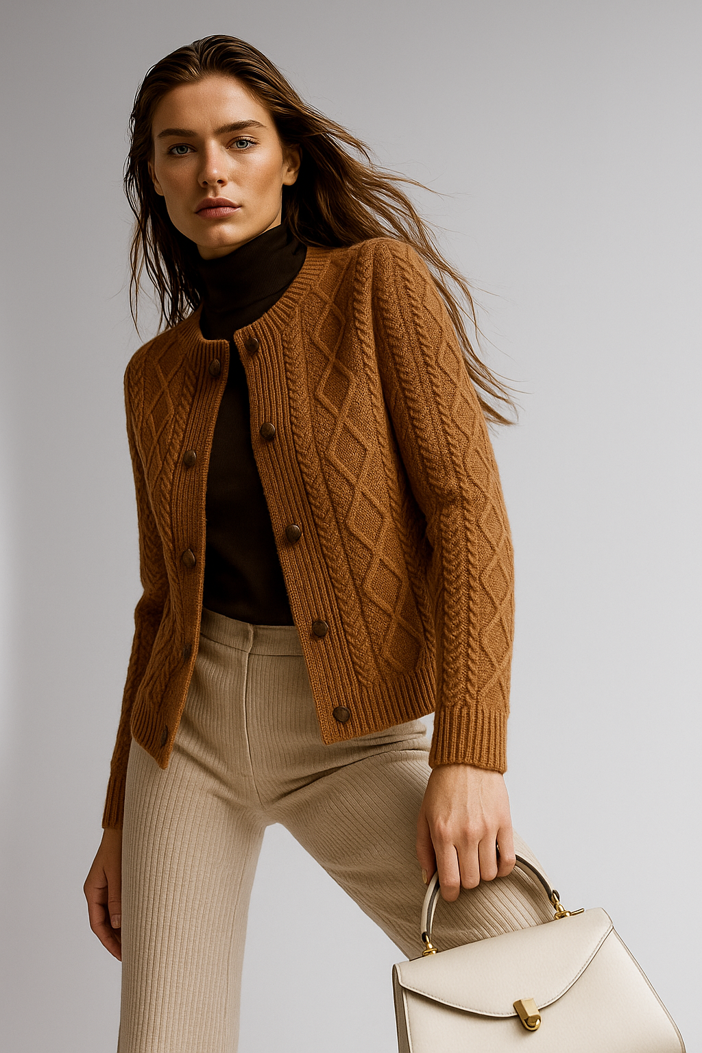 Women's Cable Knit Cardigan Sweater Jacket