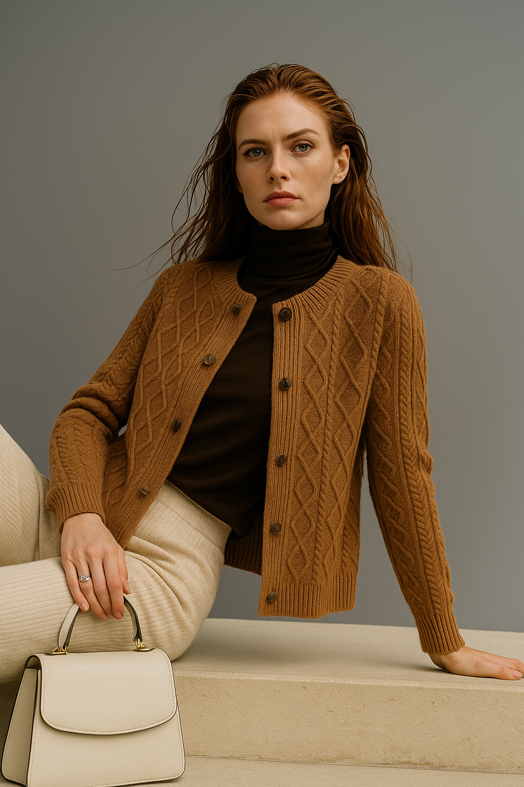 Women's Cable Knit Cardigan Sweater Jacket