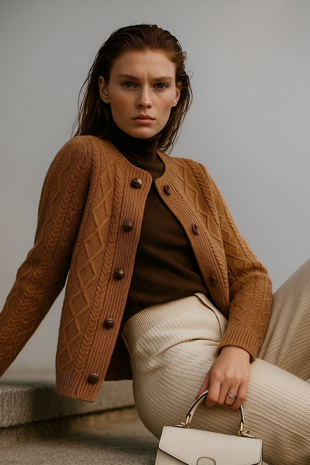 Women's Cable Knit Cardigan Sweater Jacket