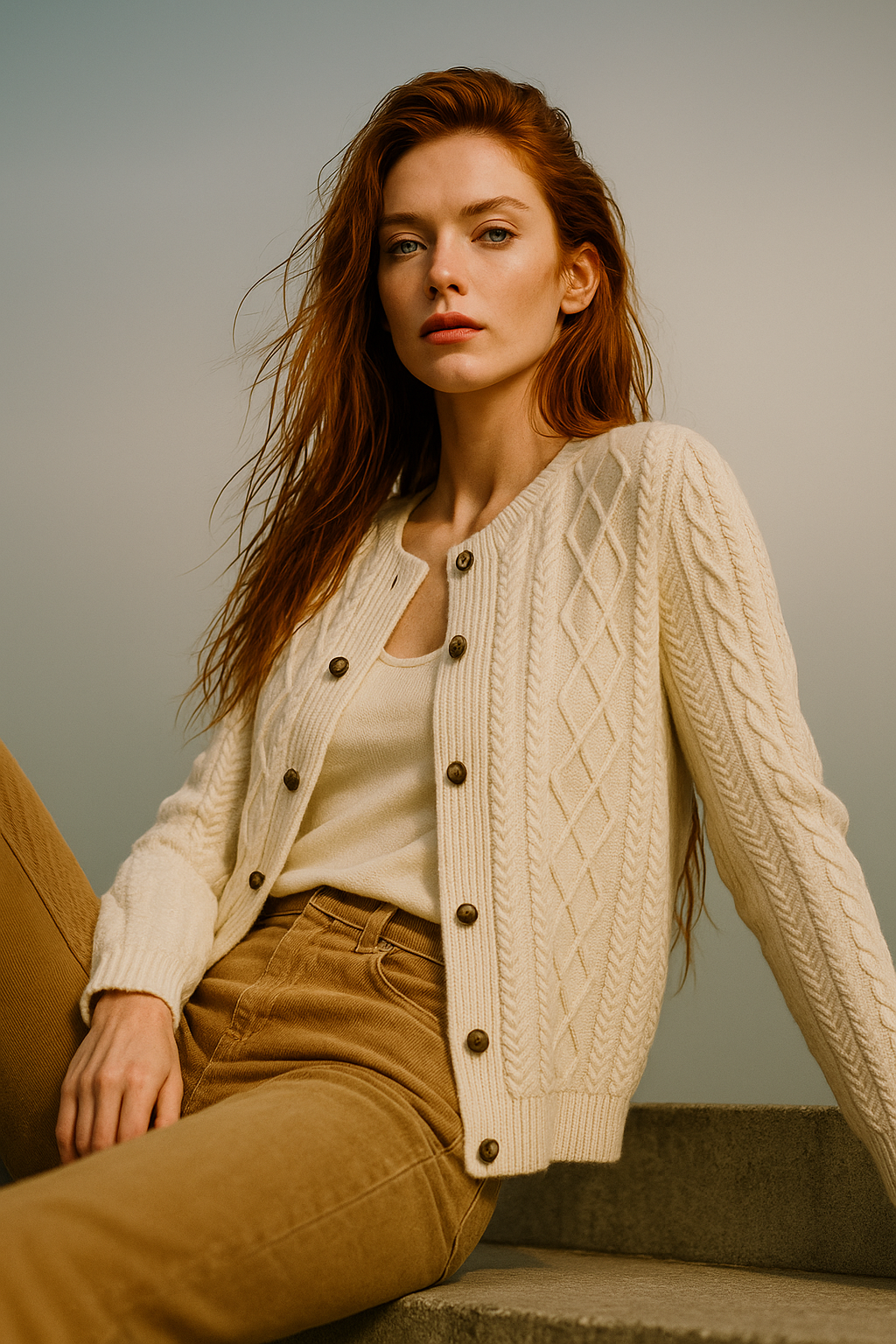 Women's Cable Knit Cardigan Sweater Jacket
