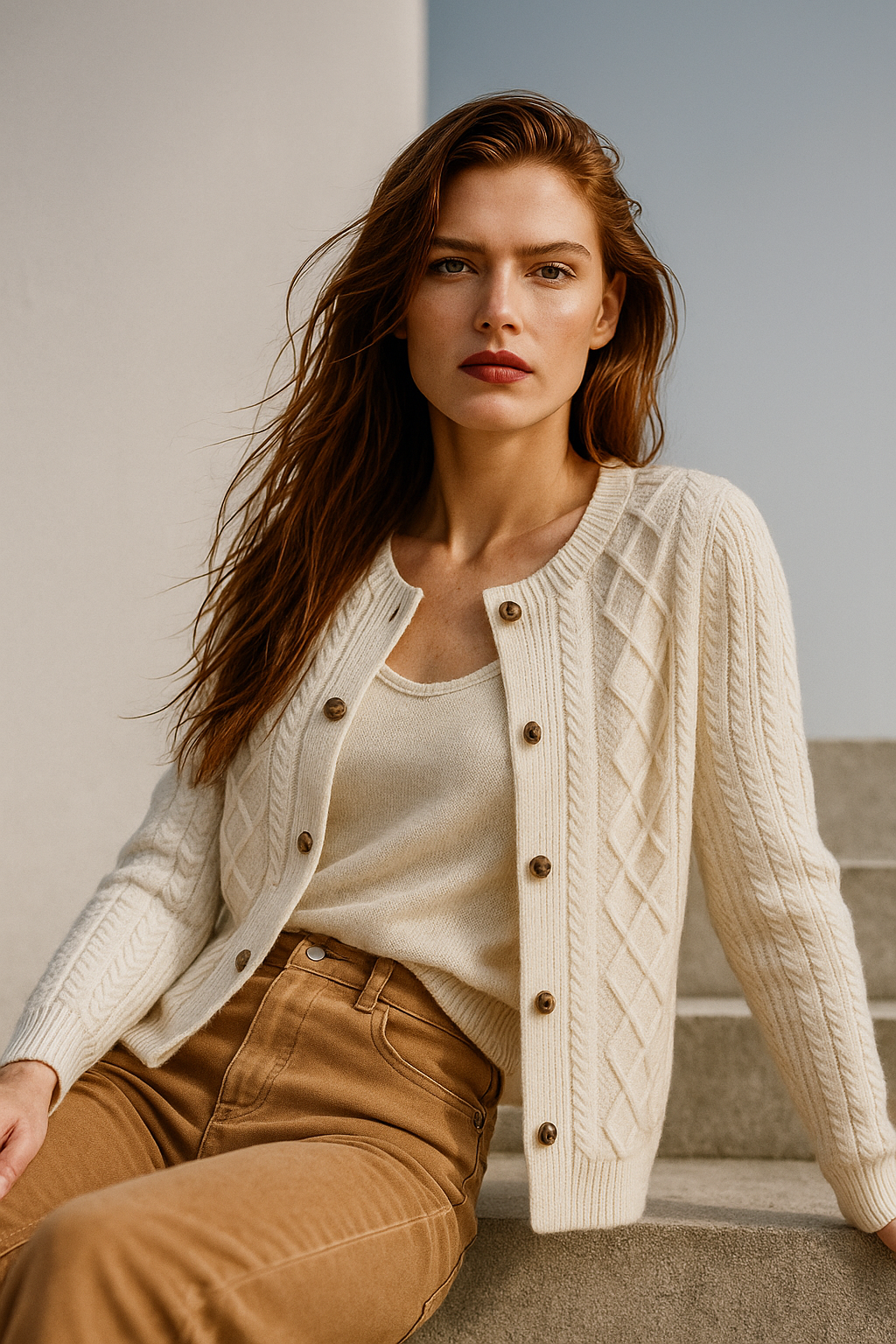 Women's Cable Knit Cardigan Sweater Jacket