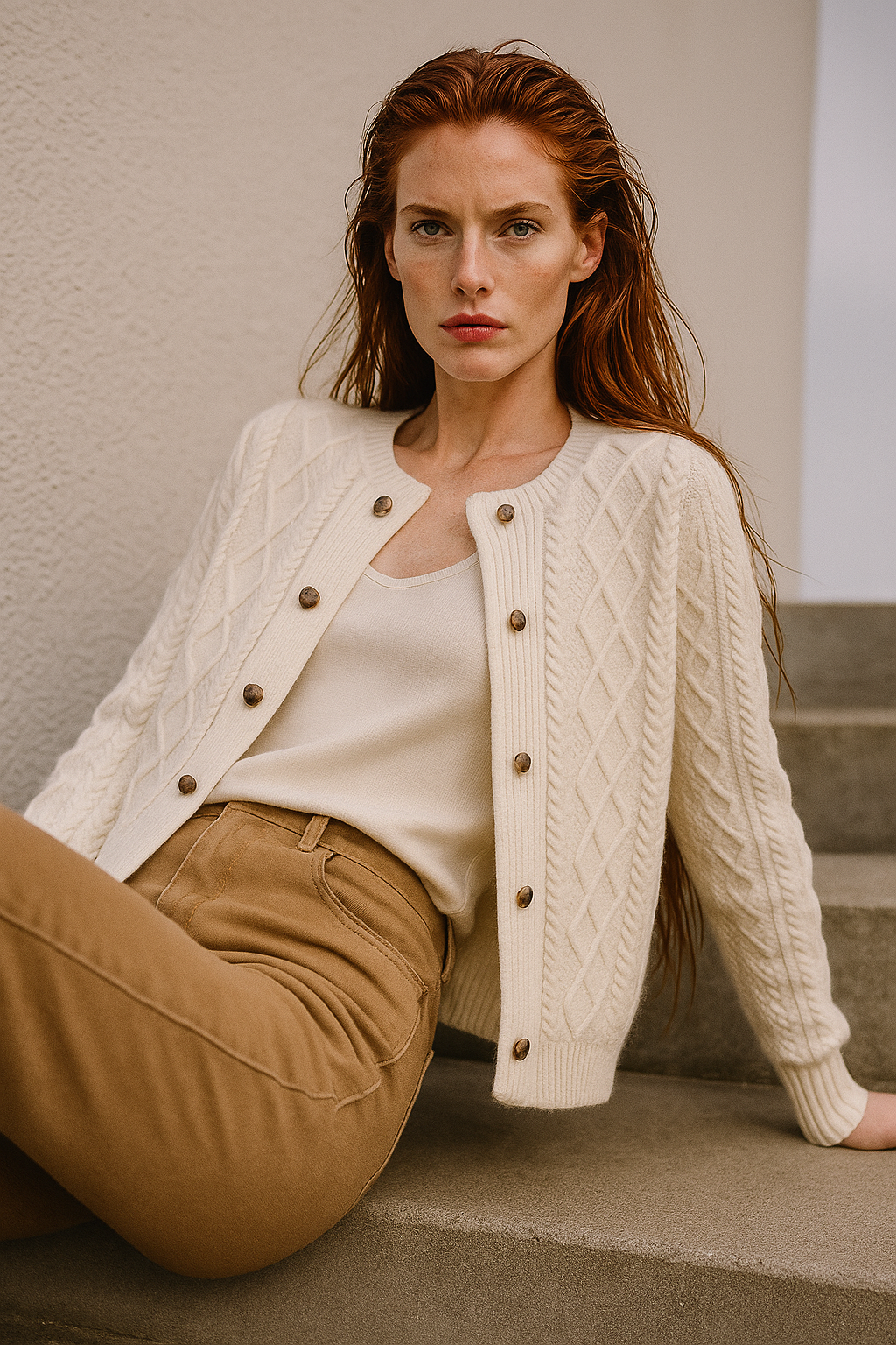 Women's Cable Knit Cardigan Sweater Jacket