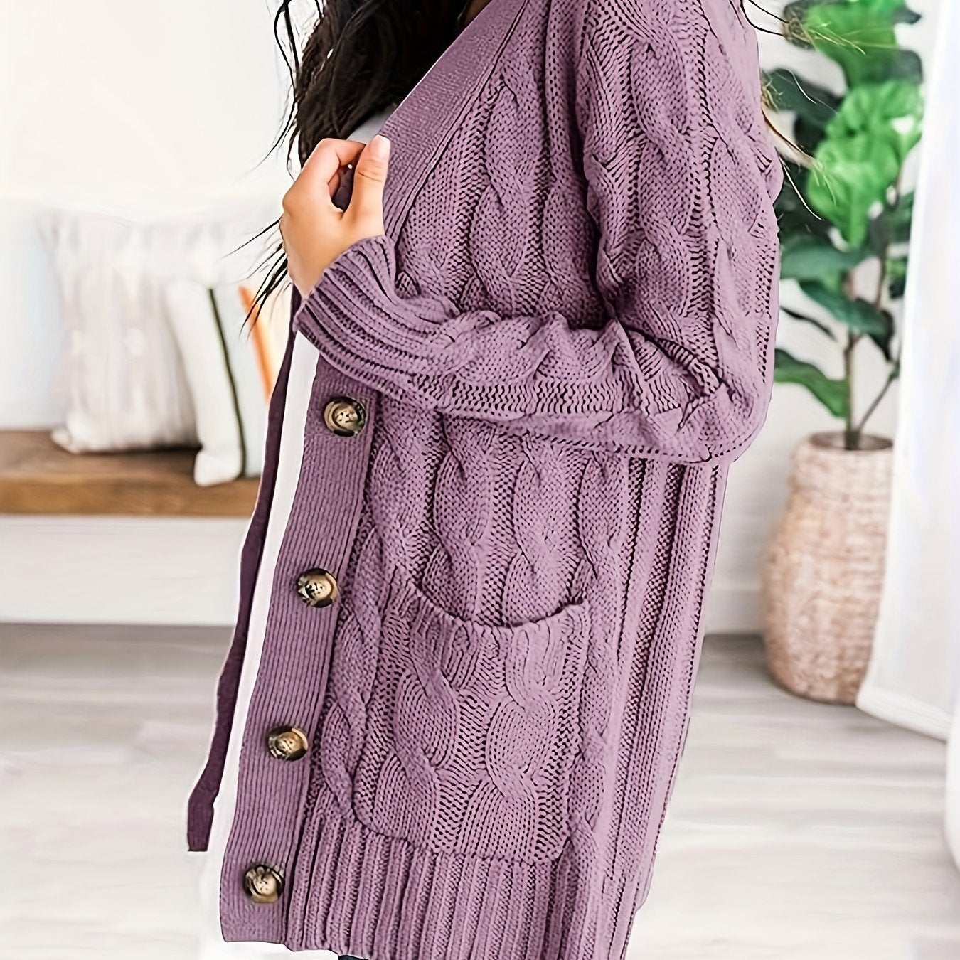 Camilla | Kabelstrikket Cardigan med Knapper