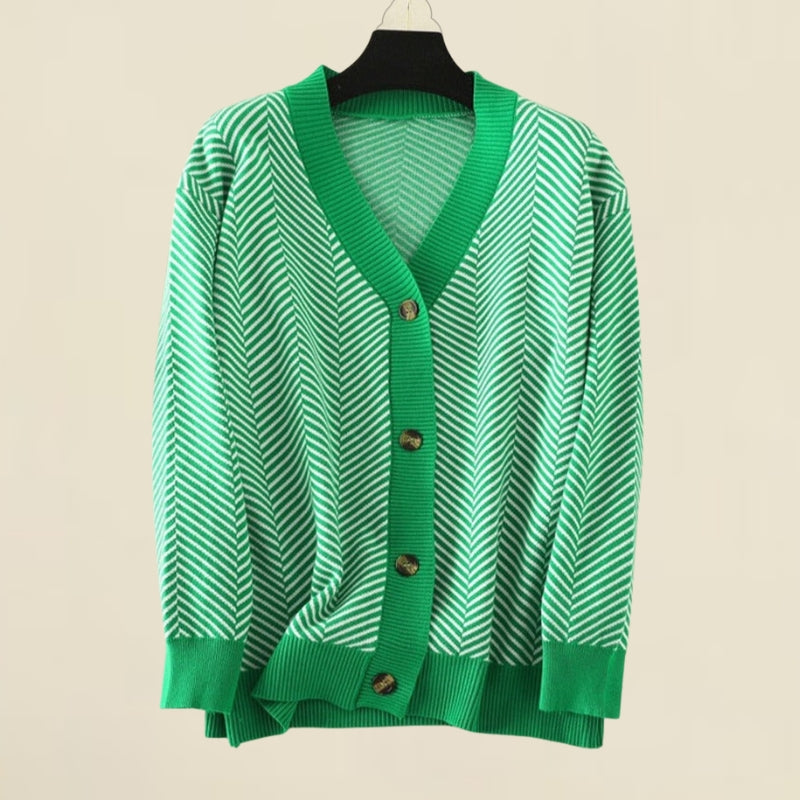 Women's V-Neck Knit Cardigan Wool Oversized Sweater