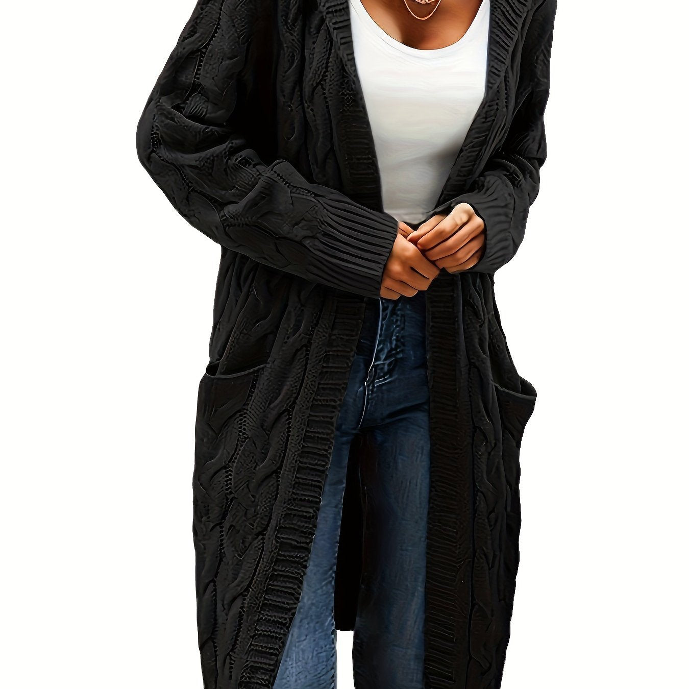 Women's Knit Oversized Open-Front Cardigan