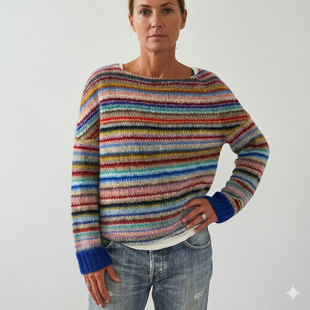 Christine | Regnbuestribet Striktrøje