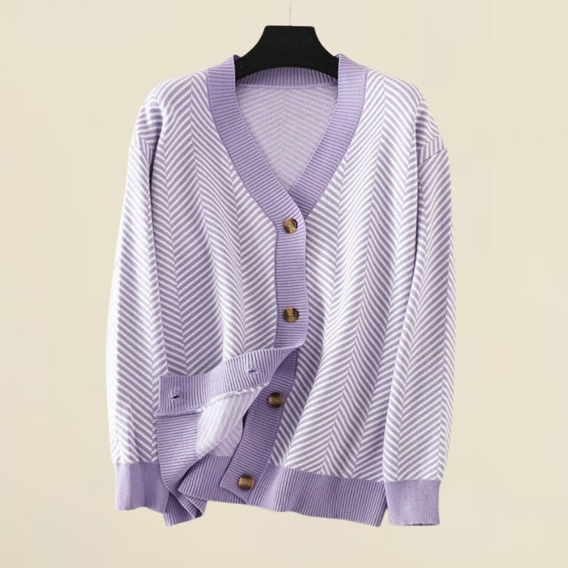 Women's V-Neck Knit Cardigan Wool Oversized Sweater