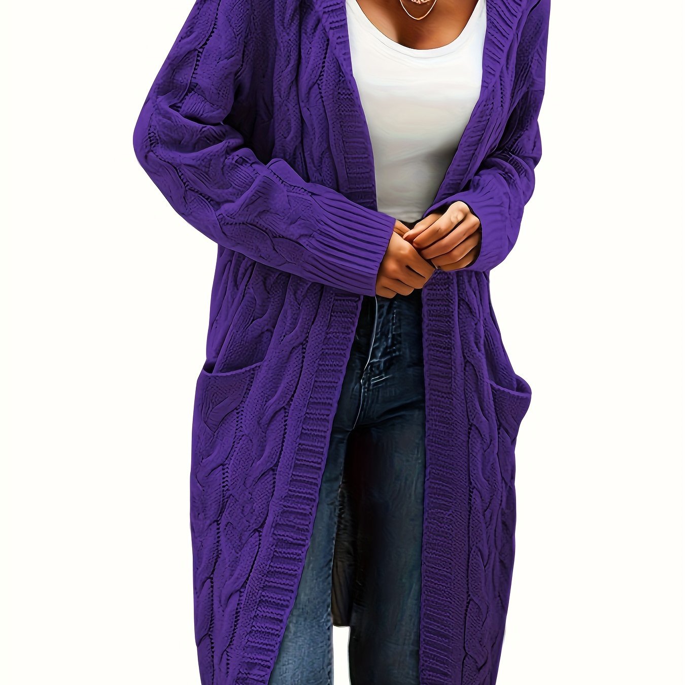 Women's Knit Oversized Open-Front Cardigan