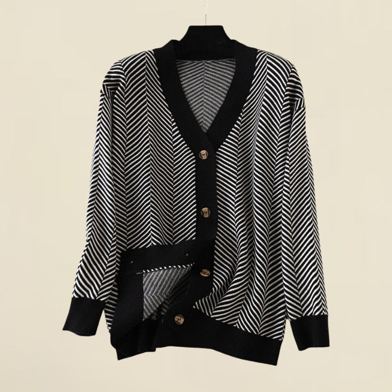 Women's V-Neck Knit Cardigan Wool Oversized Sweater