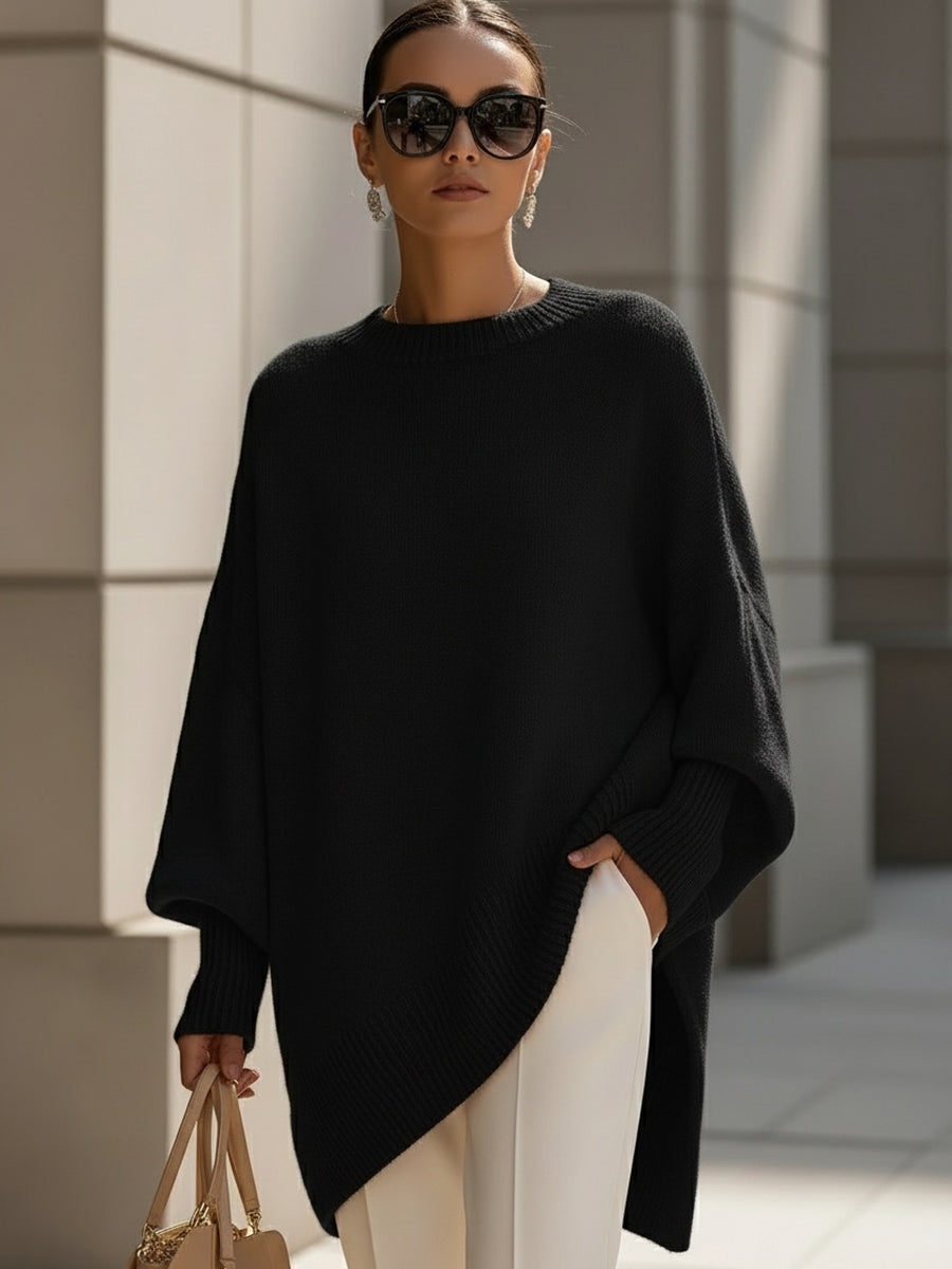 Women's Oversized Asymmetrical Merino Wool Knit Sweater