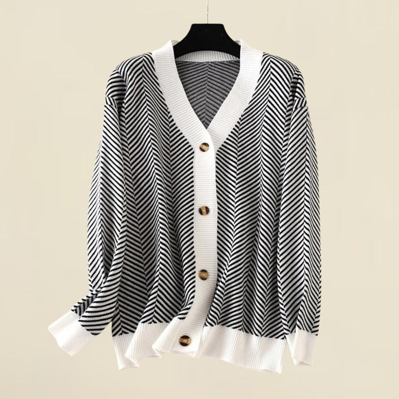 Women's V-Neck Knit Cardigan Wool Oversized Sweater