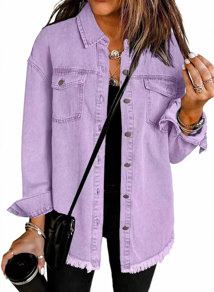 Women's Wool Mix Longline Denim Button Down Jacket