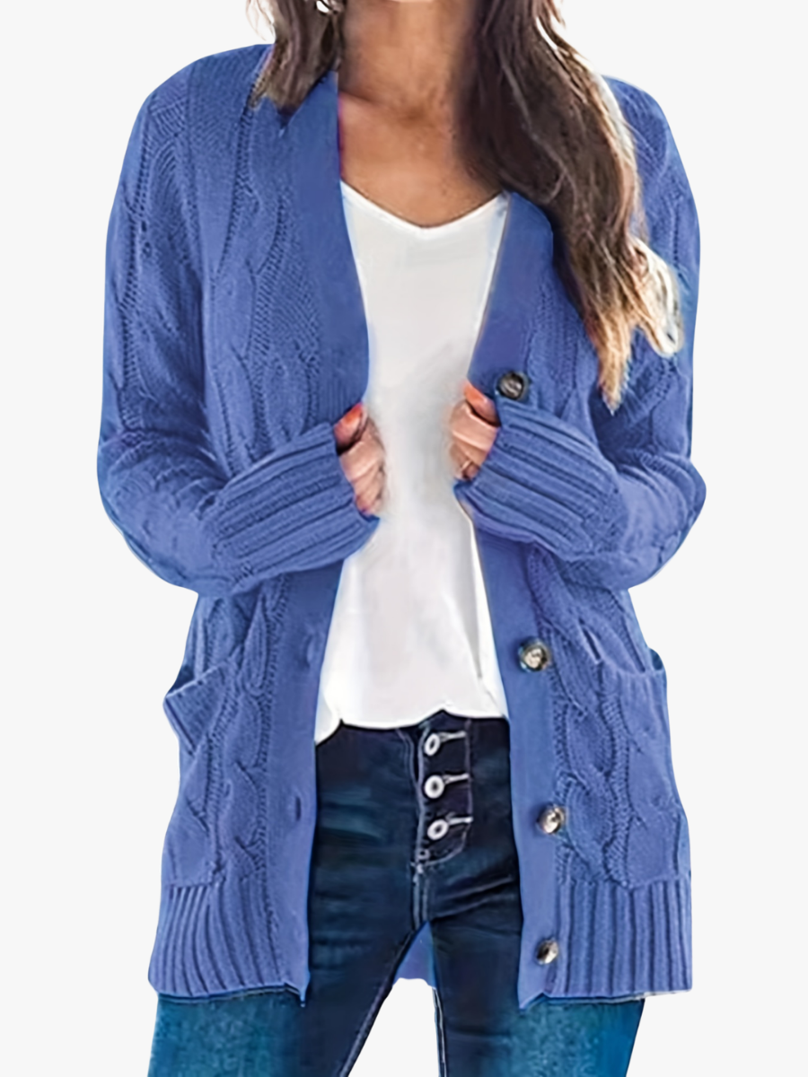 Camilla | Kabelstrikket Cardigan med Knapper