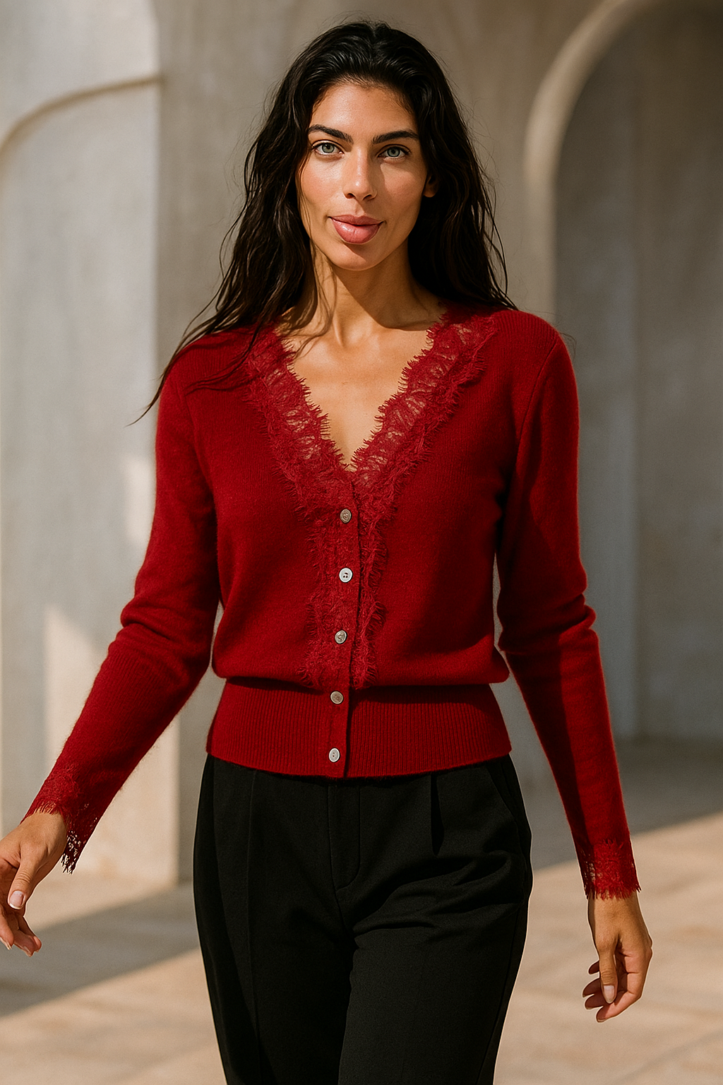 Women's Knit Sweater Long Sleeve Button Front Cardigan