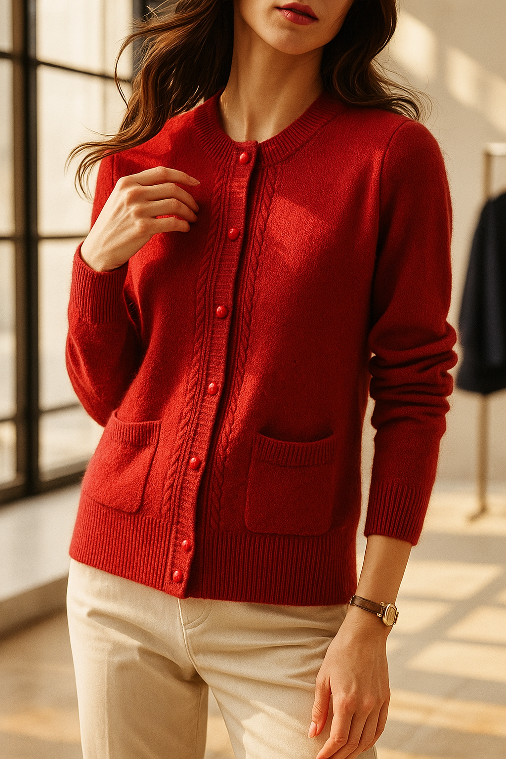 Women's Cardigan Sweater Soft Merino Wool Knitwear Jumper