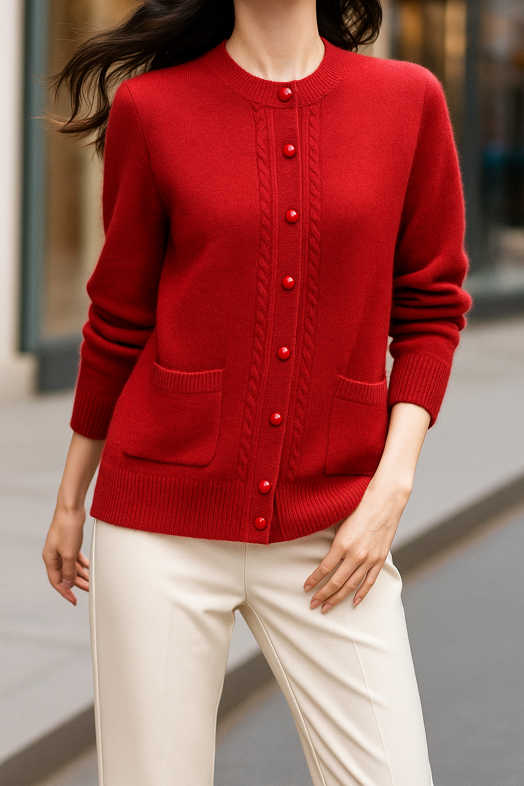 Women's Cardigan Sweater Soft Merino Wool Knitwear Jumper