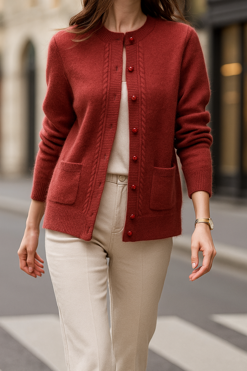 Bente | Cardigan med Snoninger og Knapper