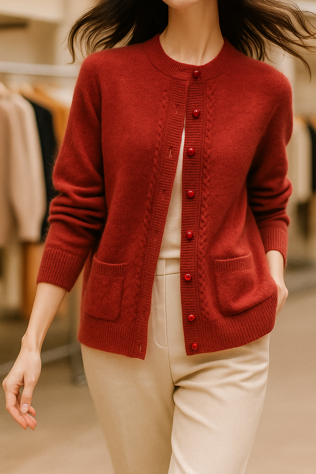 Bente | Cardigan med Snoninger og Knapper