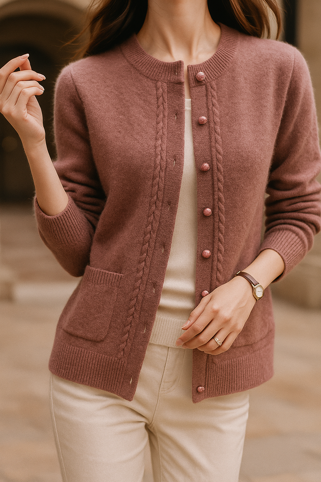 Women's Cardigan Sweater Soft Merino Wool Knitwear Jumper