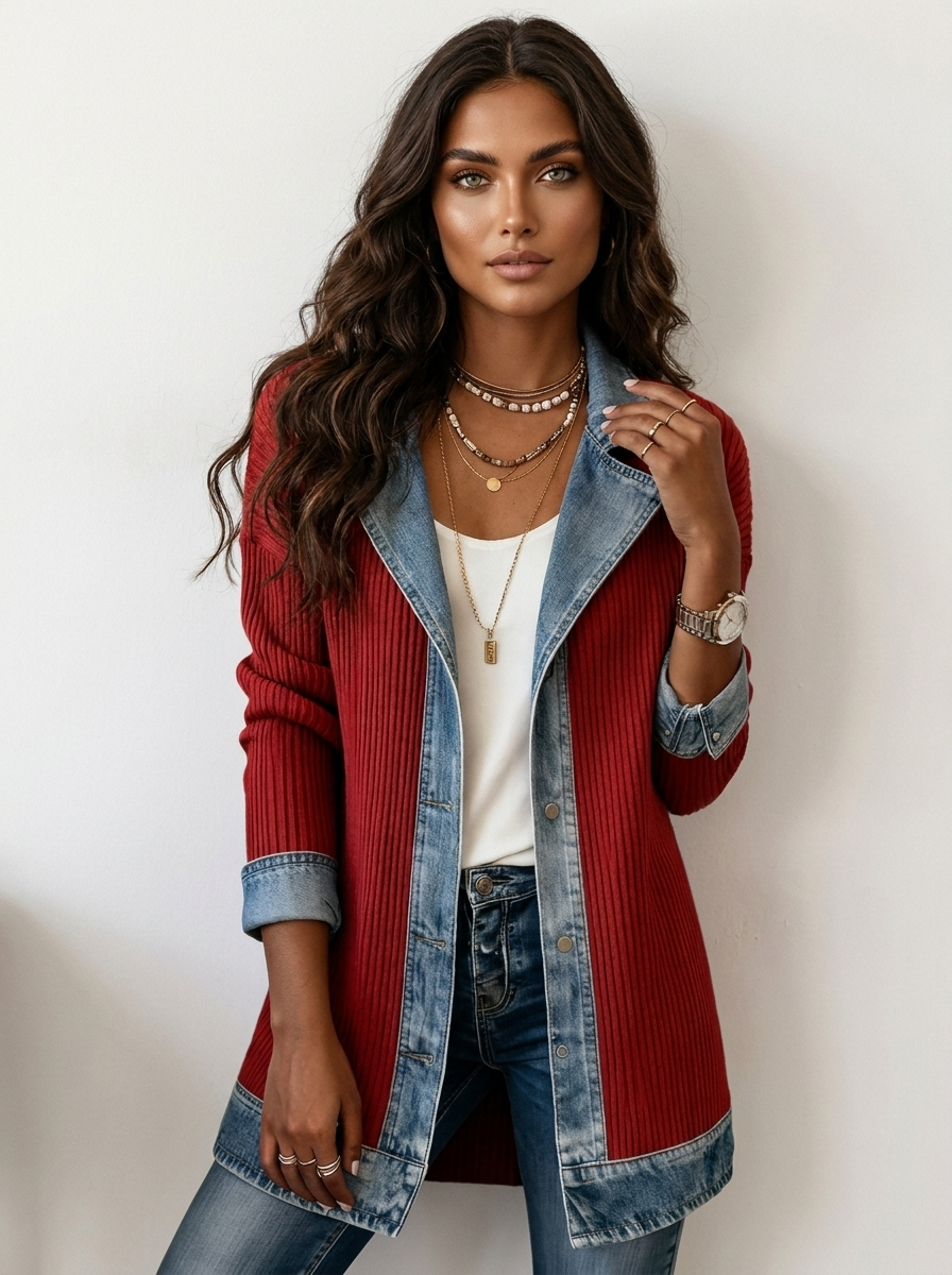 Selara | Knitted Denim-Look Blazer