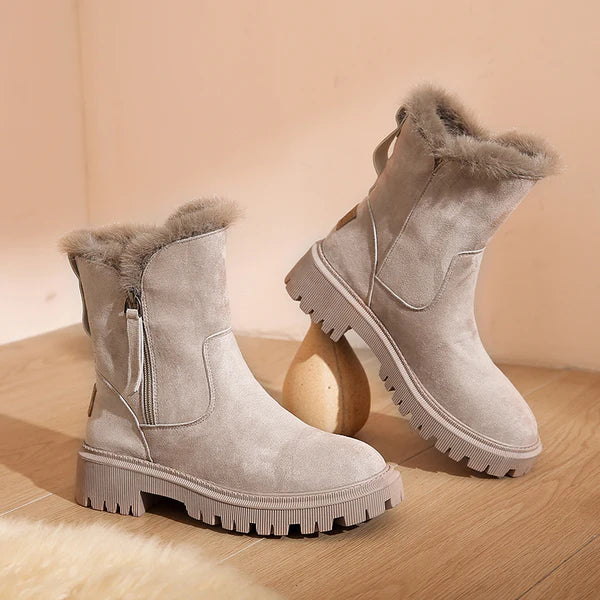 Women's Leather Ankle Boots Fleece Lined